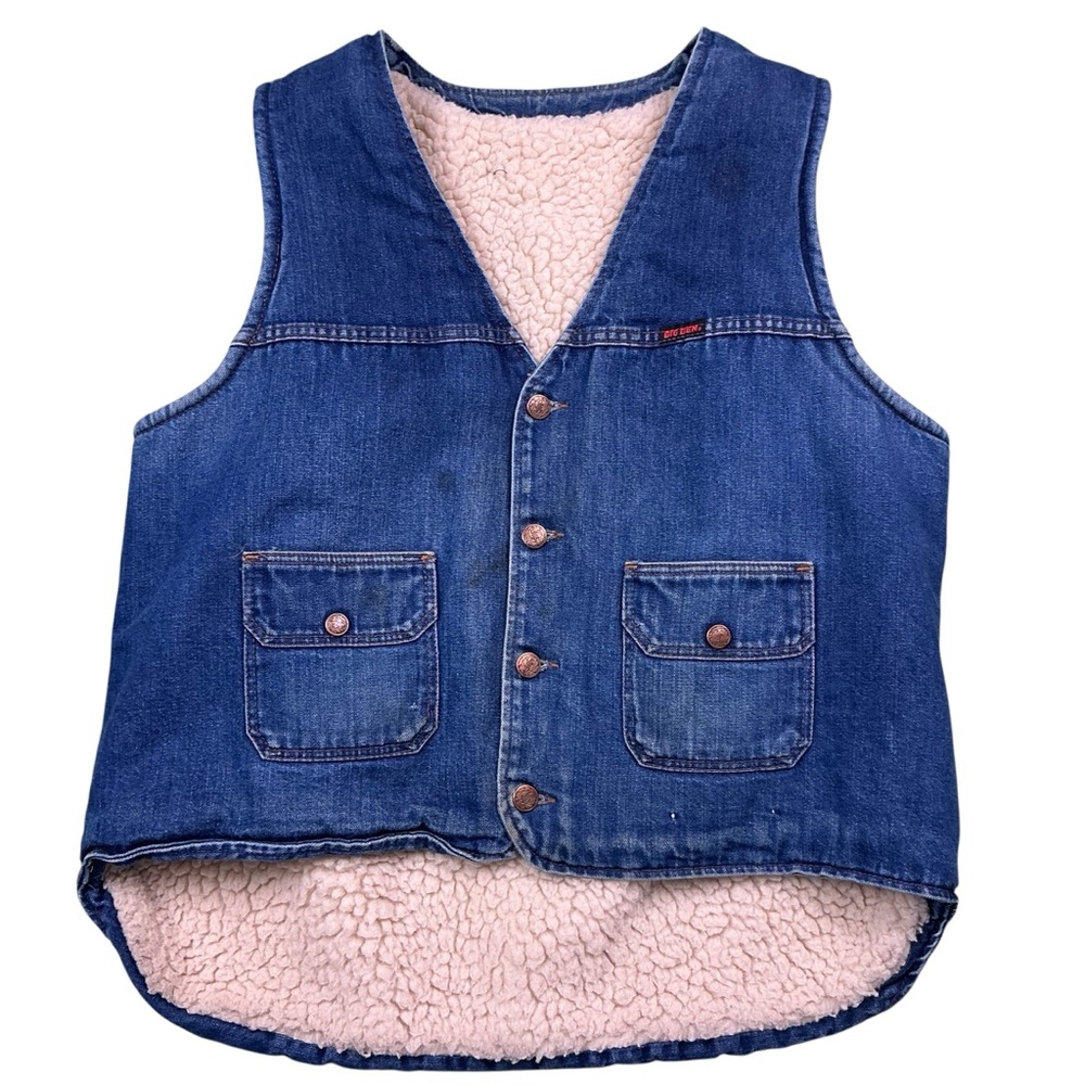 Vintage 70s big Ben Sherpa aligned denim vest USA size L